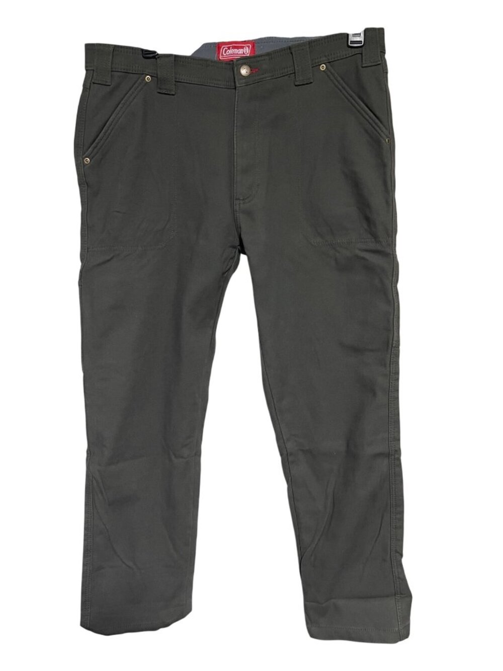 Coleman Mens Fleece Lined Carpenter Work Pants 36W 32L Beluga Gray Workwear